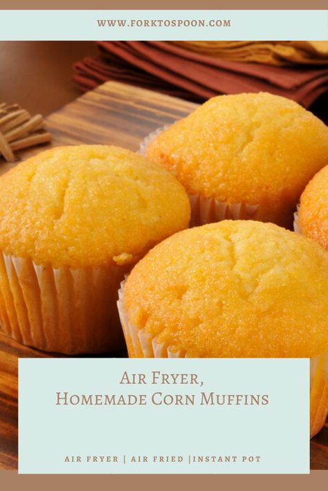 AIR FRYER, HOMEMADE CORN MUFFINS jiffy cornbread muffins in air fryer cornbread in hot air fryer jiffy cornbread mix in air fryer jiffy cornbread in air fryer cornbread in air fryer oven jiffy cornbread in air fryer oven power air fryer cornbread how to make jiffy cornbread in air fryer Airfryer Muffins, Cornbread Muffins Jiffy, Homemade Corn Muffins, Air Fryer Corn, Corn Muffin, Jiffy Cornbread, Air Fried Food, Cornbread Muffins, Airfryer Recipes