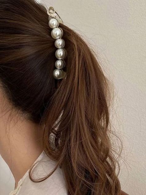 MYSELF Pearl Hair Clips Banana Clips for Women 1 PC #affiliate Valentines Accessories, Pearl Barrette, Banana Hair Clips, Banana For Hair, Twist Ponytail, Banana Clip, Hair Clamps, Pearl Hair Clip, Hair Accessories Clips