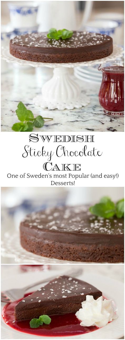 Swedish Sticky Chocolate Cake, Sticky Chocolate Cake, Swedish Cake, Swedish Chocolate, Smores Dessert, International Desserts, Easy Chocolate Desserts, Desserts Keto, Brownie Desserts