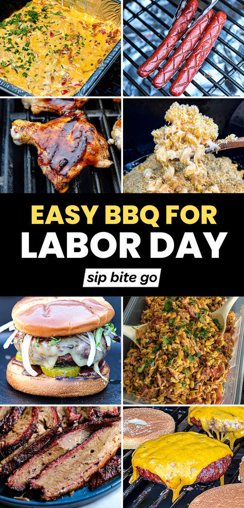 Collage with BBQ Recipes for Labor Day Grilling Labor Day Bbq Menu Ideas, Brisket Menu Ideas, Labor Day Menu Ideas Easy, Labor Day Grilling Ideas, Laborday Weekend Food, Labor Day Meal Ideas, Labor Day Weekend Food, Labor Day Recipes Ideas, Labor Day Dinner Ideas