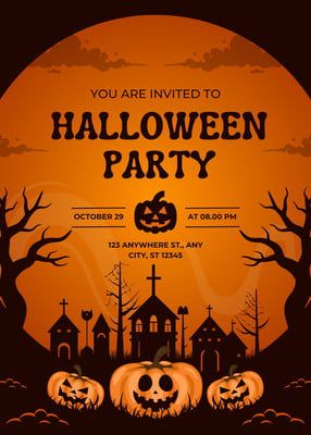 Orange And Black Simple Halloween Party Poster - Templates by Canva Halloween Party Poster, Halloween Party Flyer, Easy Halloween Party, Celtic Traditions, Halloween Birthday Invitations, Halloween Templates, Halloween Orange, Halloween Party Themes, Halloween Party Invitations