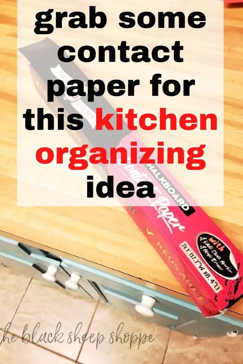 keep your kitchen more organized, especially those messy corner kitchen cabinets, with cheap chalkboard contact paper. This quick organization idea will help you keep more organized and know where everything is stored. Quick and easy kitchen storage idea. Contact Paper Cabinets, Corner Kitchen Cabinets, Chalkboard Contact Paper, Decor Hacks Diy, Chalk Paint Chairs, Diy Gift Bow, Flapping Bird, Under Cabinet Lighting Wireless, Butcher Block Tables