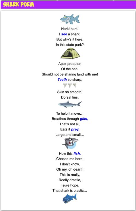 Mr. R.'s fun science poem to help teach your students about sharks! Shark Science, Facts About Sharks, Science Poems, Learn Science, Shark Facts, Science Topics, Apex Predator, Learning Science, Elementary Science