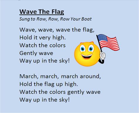 Wave the Flag Song Fourth Of July Songs, Veterans Day Songs, 4th Of July Songs, Summer Crafts For Toddlers, Fourth Of July Crafts For Kids, America Theme, Toddler Lessons, Classroom Songs, Songs For Toddlers