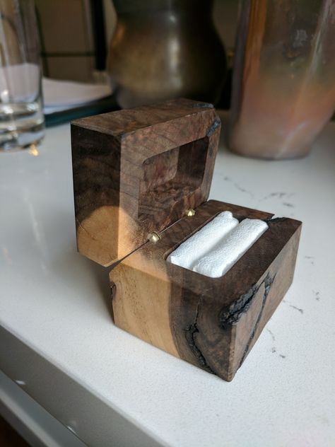 Wood Ring Box Diy, Diy Wood Ring, Ring Box Diy, Ring Boxes Diy, Wood Ring Box, Box Diy, Engagement Ring Box, Wood Ring, Wood Rings