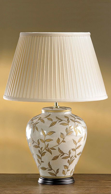 Pleated Lamp, Pleated Lamp Shades, Vanity Lamp, Ginger Jar Lamp, Side Lamps, Lamp Ideas, Table Lamps For Bedroom, Table Lamp Design, Gold Leaves