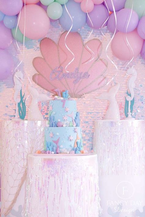 Mermaid Birthday Party Ideas, Disco Birthday Party, Mermaid Birthday Party Decorations, 1st Birthday Girl Decorations, Birthday Mermaid, Mermaid Photos, Personalized Party Decor, Mermaid Parties, Gender Reveal Decorations