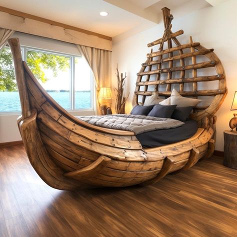 Ship Bed, Pirate Ship Bed, Double Bed Designs, Sofa Design Wood, Adobe Home, Fantasy Furniture, Dreamy Bedrooms, Pirate Ship, Dream Home Design