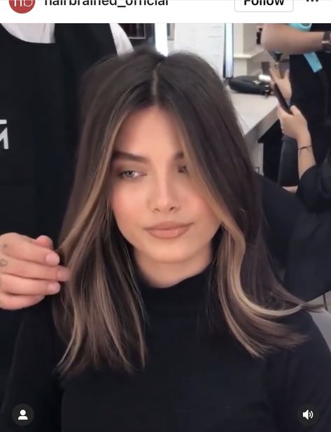 Frame Haircut, Two Color Hair, Brunette Hair Cuts, Highlights For Dark Brown Hair, Hair Contouring, Hair Color Streaks, Dyed Blonde Hair, Balayage Hair Dark, Front Hair Styles