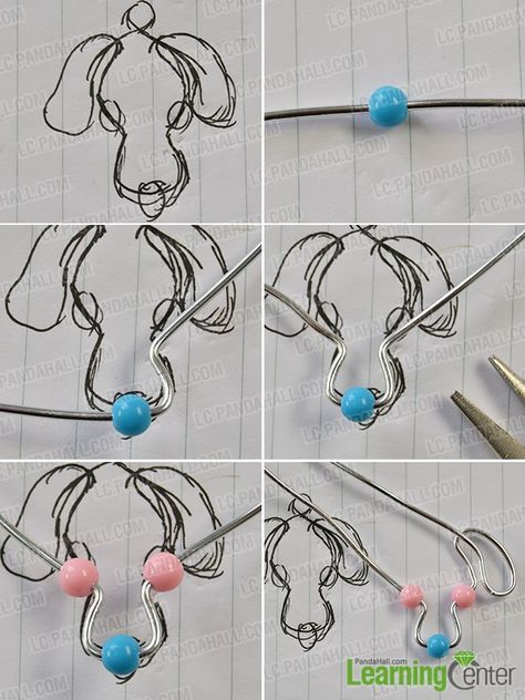 Pandahall Tutorial on How to Make Cute Wire Wrapped Dangle Dog Earrings- Pandahall.com Wire Birds, Copper Wire Art, Wire Jewelry Patterns, Wire Craft, Wire Wrapped Jewelry Diy, Basic Pattern, Beads Craft Jewelry, Wire Wrapped Jewelry Tutorials, Bijoux Fil Aluminium