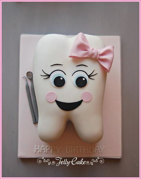 First Teeth Cake Ideas, Baby First Cake, Dental Cake, Shaped Birthday Cake, Dentist Cake, Cake Designs For Kids, 12th Birthday Cake, Tooth Cake, Nursing Cake