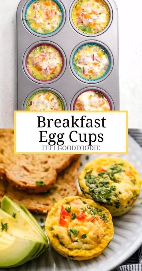 Make these Breakfast Egg Cups with just a muffin tin, eggs and any vegetables or meat - prep a batch in advance for meal prepping and grab-and-go breakfast! Breakfast Egg Cups, Egg Salad Recipe Healthy, Menu Sarapan Sehat, Egg Cups Breakfast, Resep Salad, Vegan Muffins, Resep Diet, Healthy Breakfast Recipes Easy, Egg Muffins