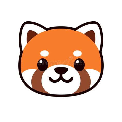 Cute cartoon Red Panda face. Drawing. Kawaii icon or logo, vector clip art illustration stock illustration Red Panda Painting Easy, Kawaii Vector Illustration, Red Panda Face Drawing, Red Panda Nail Art, Red Panda Cartoon Drawing, Red Panda Nails, Red Panda Clipart, Chibi Red Panda, Red Panda Drawing Easy