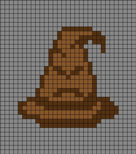 A pixel art template of the Sorting Hat from Harry Potter.

Seen from film 1, The Philosopher's Stone in the school Hogwarts' castle main hall.

[SPOILER]
Each new student puts the hat on and it will sort them into the 4 houses of: Gryffindor (red), Hufflepuff (yellow), Ravenclaw (blue) and Slytherin (green). Pixel Drawing Harry Potter, Pixel Art Pattern Harry Potter, Hogwarts Pixel Art, Harry Potter Pixel Art Grid, Minecraft Harry Potter, Hama Beads Harry Potter, Harry Potter Minecraft, Pixel Art Harry Potter, Pixel Art Noel