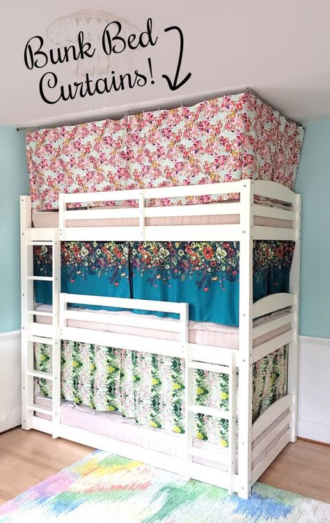 Diy Bunk Bed Curtains, Bunk Bed Curtain, Bunk Bed Decor, Bunk Bed Curtains, Loft Bed Curtains, Bunk Bed Tent, Bunk Beds For Girls Room, Bed Tents, Childrens Bed