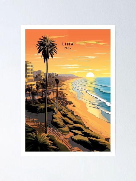 "Lima Peru Splendor Travel Illustration" Poster for Sale by NeuralVibe | Redbubble Peru Illustration, Drawing Gifts, Lima City, City Painting, Poster Illustration, Lima Peru, Travel Illustration, Illustration Poster, Travel Poster