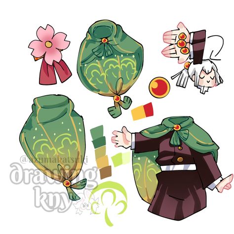 Kny Haori Ideas, Green Haori, Haori Ideas, Haori Pattern, Demon Slayer Oc Ideas, Kny Oc Ideas, Demon Slayer Au, Kny Ocs, Character Clothes