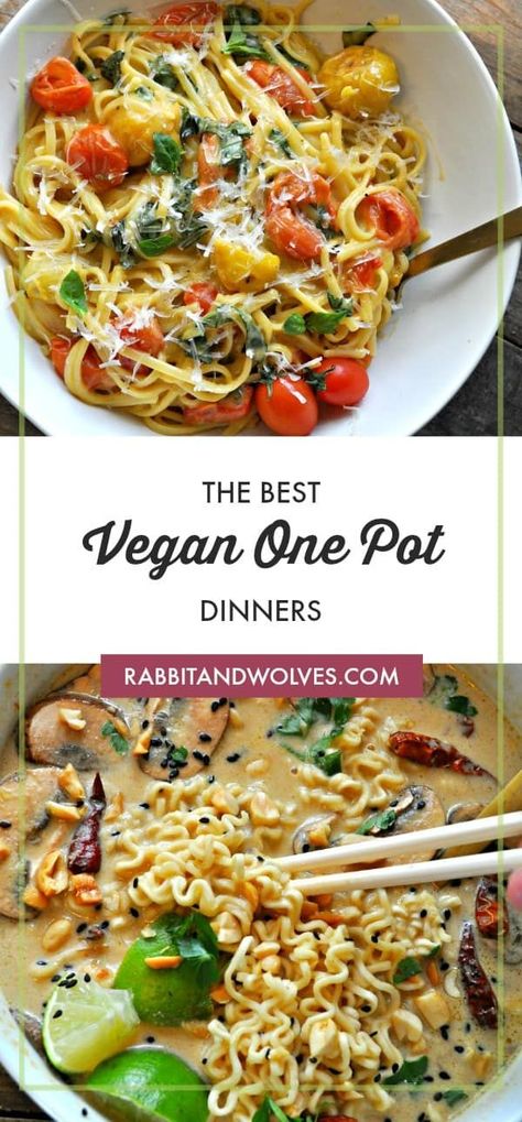 Oct 31, 2019 - We put together our favorites, and the best vegan one pot dinners to make your life incredibly easy and incredibly tasty! Vegan Dinner Family, Vegan One Pot Dinner, Easy Vegan Family Dinners, Vegan One Pot Recipes, Vegan Family Meals, One Pot Vegan Meals, Vegan Family Dinner, Rabbit And Wolves, Pot Dinners