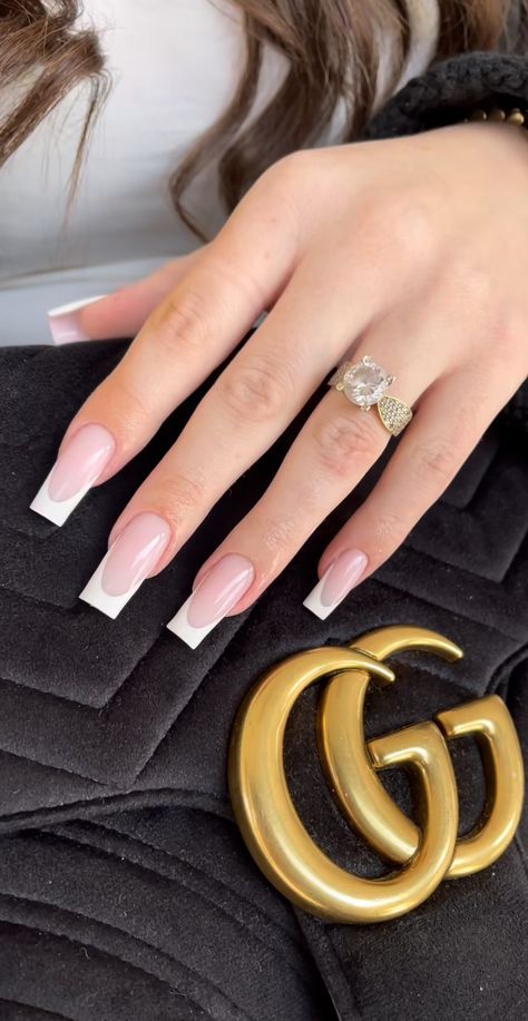 Long French Nails, Long Square Nails, Plain Nails, Black Acrylic Nails, Basic Nails, French Tip Acrylic Nails, Simple Acrylic Nails, French Acrylic Nails, Classy Acrylic Nails