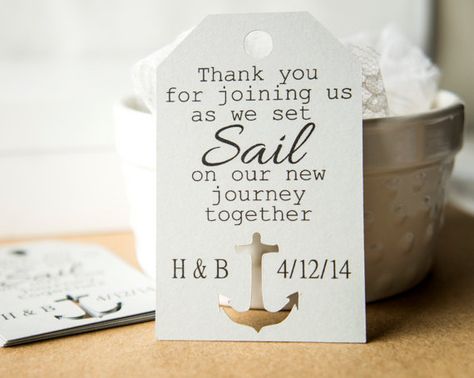 DETAILS ----  Size: 3 x 1.9 inches  Material: 65 lb white card stock  Color: You choose the color of the cardstock from last picture Fun Wedding Favors, Cruise Ship Wedding, Vintage Wedding Favors, Anchor Wedding, Honeymoon Cruise, Yacht Wedding, Boat Wedding, Elegant Wedding Favors, Best Wedding Favors