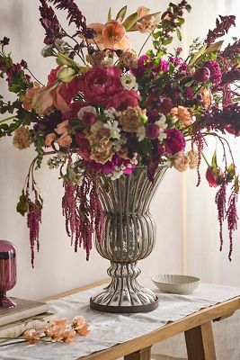 Shop the Glass + Iron Flare Vase and more at Terrain today. Read customer reviews, discover product details and more. Large Vase Arrangements, Art Deco Centerpiece, Large Flower Vases, Pink Flower Arrangements, Art Deco Flower, Tall Wedding Centerpieces, Fluted Vase, Fall Flower Arrangements, Tangle Teezer