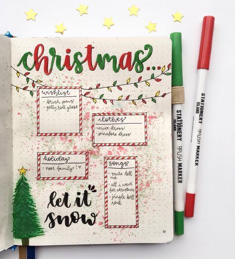 Christmas Bullet Journal Pages, Christmas List Inspo Paper, Christmas Notes Ideas, Christmas List On Paper, Christmas List Paper, Christmas Wishlist Ideas On Paper, Christmas List Ideas On Paper, Christmas Journal Ideas, Christmas Journal Pages