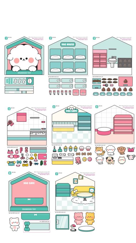 Papercraft Templates Printables, Printable Play Money, Printable Diy Crafts, Paper Toy Printable, Paper Doll Printable Templates, Printable Toys, Hello Kitty Printables, Paper Dogs, Dog Cafe