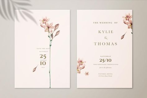 Minimalist Floral Wedding, Bride Invitation, Free Wedding Invitation Templates, Minimal Wedding Invitation, Digital Invitations Wedding, Graphisches Design, Green Wedding Invitations, Marriage Certificate, Minimalist Wedding Invitations