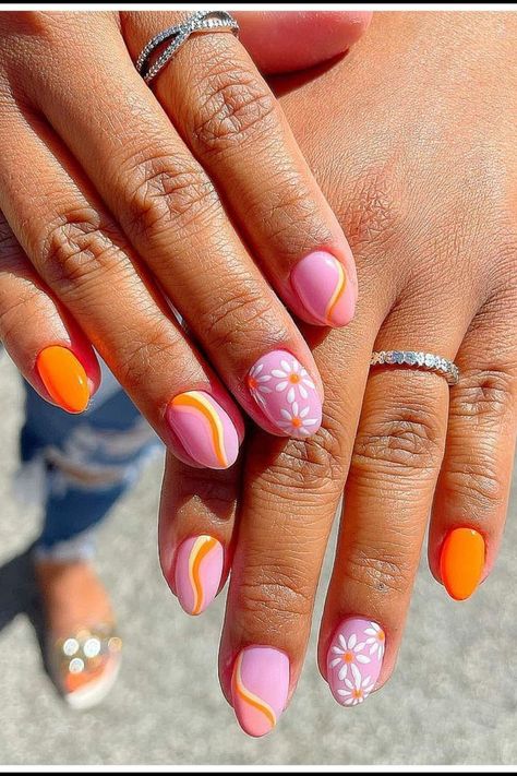 nail inspo #trending #nails #preppy #preppynails #pinknails #popular Bright Fun Nails, Hawaii Nails, Summer Nails 2023, Summery Nails, Cute Gel Nails, Nails 2023, Short Acrylic Nails Designs, Pink Nail, Beach Nails