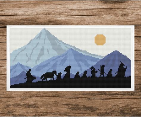 Hey, I found this really awesome Etsy listing at https://www.etsy.com/ca/listing/1031107939/fellowship-of-the-ring-cross-stitch Lotr Cross Stitch, Ghibli Cross Stitch, Rings Cross, Full Coverage Cross Stitch, Moon Cross Stitch, Easy Cross Stitch Patterns, Nature Cross Stitch, Beads Ideas, Fellowship Of The Ring