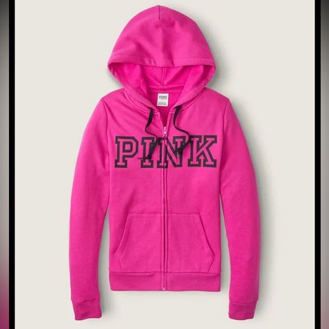 Pink Hoodie Victoria Secret, Victoria Secret Outfits, Victoria Secret Hoodies, Pink Victoria Secret, Pink Jacket, Cute Simple Outfits, Pink Hoodie, Colorful Hoodies, Full Zip Hoodie