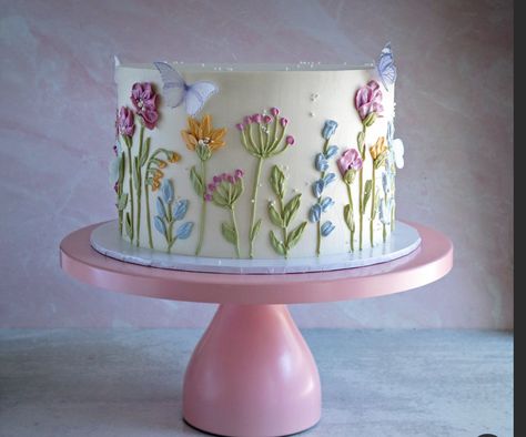 Wild Flower Cake, Wildflower Cake, Hand Painted Cakes, Painted Cakes, Cake Pictures, Wild Flower, Flower Cake, Cake Smash, Flower Making