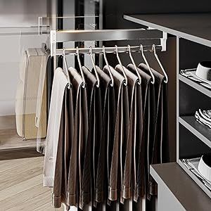 Top Mounted Pull Out Clothes Hanger Rail for Closet Wardrobe Coat Rack is Ideal for Hanging Pants, Scarfs, Jeans, Clothes, Trousers-Closet Clothes Hanger Rail (Color : B, Size : 35cm) Wardrobe Pants Hanger, Dream House Closet, Closet Design Plans, Clothes Trousers, Hanging Pants, House Closet, Pants Hangers, Closet Clothes, Closet Wardrobe