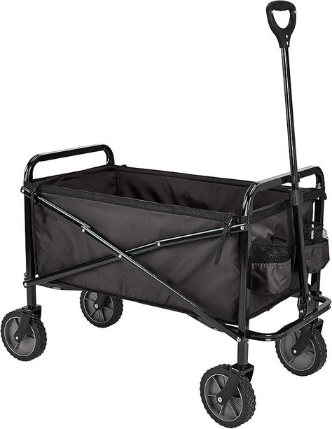 Amazon.com : Amazon Basics Collapsible Folding Wagon, Heavy Duty, Utility Wagon for Sports, Camping, Garden, and Shopping, Black : Patio, Lawn & Garden Festival Trolley, Collapsible Wagon, Camping Garden, Folding Trolley, Utility Wagon, Black Patio, Folding Wagon, Amazon Basics, Compact Storage