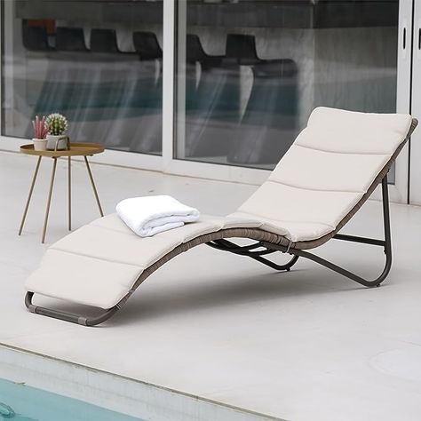 Grand patio Outdoor Chaise Lounge Sunbathing Chair Lounger with All-Weather Wicker Cushion for Poolside, Tan : Patio, Lawn & Garden In Pool Loungers Chaise Lounges, Lounge Chair Sunloungers, Sunbathing Chair, Pool Highend Water Chaise Lounge Chairs With Canopy For Adults, Black Pool Lounge Chairs, Modern In-pool Chaise Lounge, Patio Outdoor, Outdoor Chaise, Outdoor Chaise Lounge