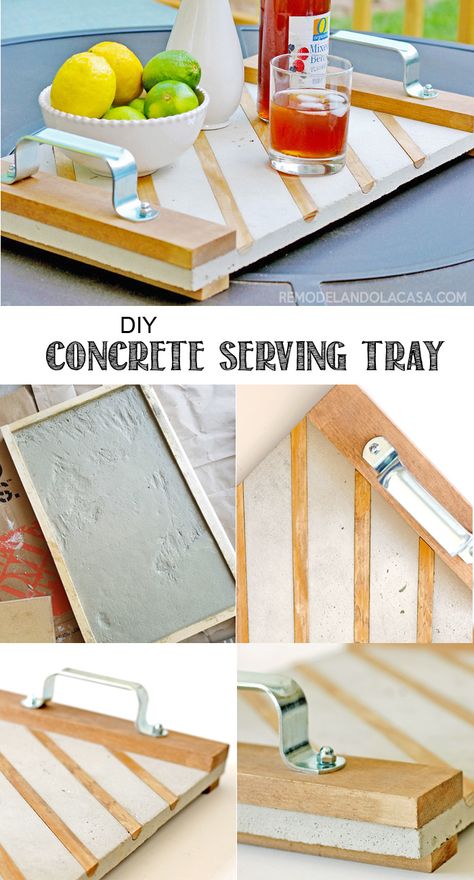 DIY - Concrete Serving Tray - #dihworkshop #sponsored Arts And Crafts Interior Design, Outdoor Lighting Design, Diy Outdoor Lighting, Cement Diy, Concrete Diy Projects, Concrete Furniture, Diy Concrete, Funky Home Decor, Concrete Crafts