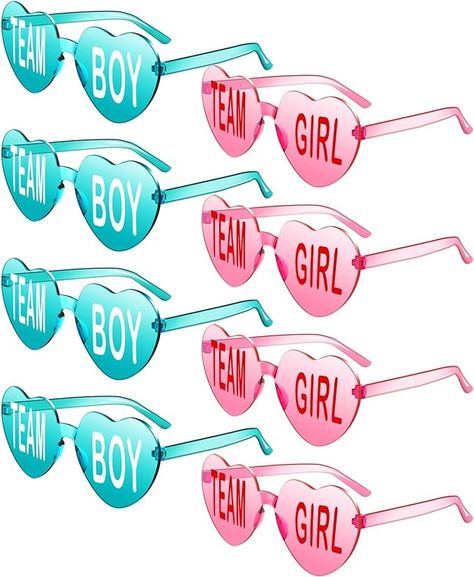 Konohan Gender Reveal Glasses Blue and Pink Sunglasses Frameless Team Girl and Team Boy Decor Gender Reveal Party Decorations(8 Pairs, Heart) at Amazon Women’s Clothing store Gender Reveal Party Decorations, Boy Decor, Fancy Dress Accessories, Baby Gender Reveal, Pink Sunglasses, Party Photo Booth, Reveal Ideas, Reveal Party, Baby Gender