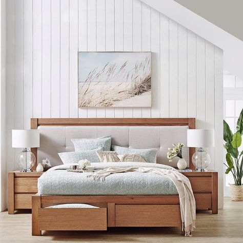 Harvey Norman Australia on Instagram: “The warm timber tones of the Australian-Made 'Tenterfield' range of bedroom furniture are the perfect way to update and refresh your…” Harvey Norman, House Inspo, Bedroom Furniture, Beach House, Australia, Range, Interior Design, Bedroom, Bed