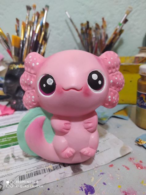 Axolotl Ceramic, Cute Toys, Polymer Clay Crafts, Clay Creations, Clay Crafts, Wood Carving, Art Dolls, Cute Art, Hello Kitty