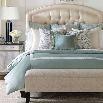 Luxurious Penthouse, Country Lane, Designer Bedding, Barclay Butera, Tufted Bed, Bedding Ideas, Elegant Bedding, Luxury Bedding Collections, Eastern Accents