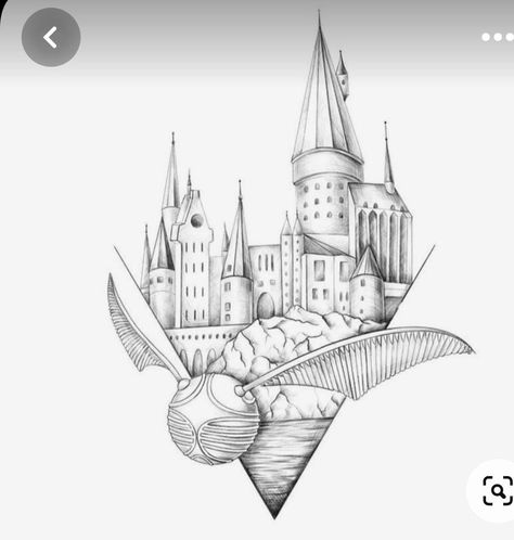 Black And White Harry Potter Tattoos, Harry Potter Tattoo Designs Drawings, Hogwarts Tattoo Design, Hogwarts Art Draw, Harry Potter Tattoo Stencil, Harry Potter Castle Drawing, Harry Potter Castle Tattoo, Hogwarts Castle Drawing, Harry Potter Tattoo Designs