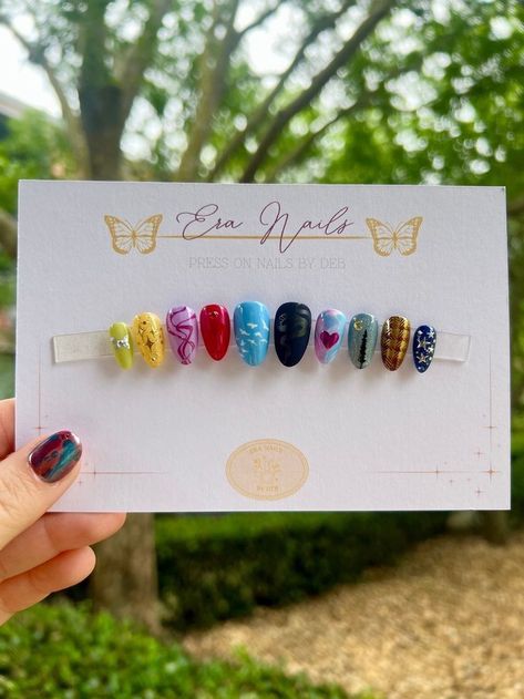 Nail Designs Taylor Swift, Era Tour Nails, Nails Taylor Swift Inspired, 1989 Nails Taylor Swift, Eras Nails Taylor Swift, Taylor Swift Nails Inspired Eras Tour, Taylor Swift Eras Nails, 1989 Nails, Taylor Swift Eras Tour Nails