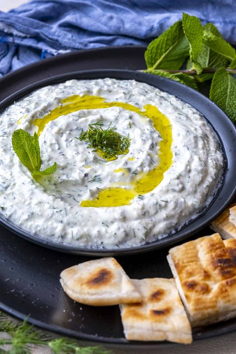 Turkish Yogurt, Tzatziki Sauce Recipe, Vegan Tzatziki, Tzatziki Recipes, Mint Yogurt, Homemade Tzatziki, Ambitious Kitchen, Falafels, Yogurt Flavors