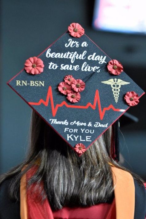 33 BSN Graduation Cap Ideas That Are Absolutely Perfect Graduation Cap Designs Medical School, Cma Graduation Cap Ideas, Nurse Practitioner Graduation Cap, Grad Cap Designs Nursing, Graduation Cap Designs Medical, Medical Assistant Cap Decoration, Respiratory Therapist Graduation Cap, Medical Graduation Cap, Medical Assistant Graduation Cap