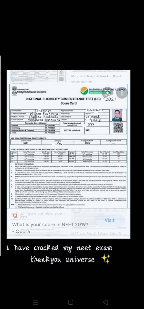 Neet Result Score Card, Neet Score 650+, 720/720 Neet Score Aesthetic, Neet Result, Neet Exam, Dream Board, Quick Saves