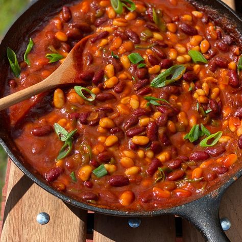 Grilled Beans, Kardea Brown, Memorial Day Foods, Bbq Beans, Brown Recipe, Barefoot Contessa, Canned Tomato Sauce, Vegetable Sides, Veggie Sides