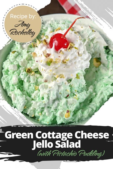 Cottage Cheese Jello Salad, Cottage Cheese Jello, Low Calorie Pancake Recipe, Jello Cottage Cheese Salad, Pistachio Pudding Salad, Recipe With Cottage Cheese, Pudding Salad, Green Jello Salad, Pistachio Dessert Pudding