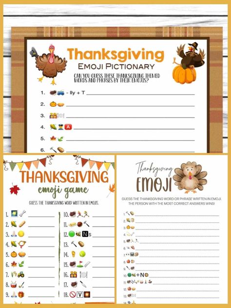 Cutest Thanksgiving Emoji Pictionary with Answers - Fun Party Pop Thanksgiving Acts Of Kindness, Fall Pictionary Words, Thanksgiving Party Games Free Printable, Thanksgiving Games For Family Fun Free Printable, Emoji Pictionary With Answers, Thanksgiving Scattergories Printable, Thanksgiving Emoji Game, Thanksgiving Emoji Pictionary, Thanksgiving Pictionary