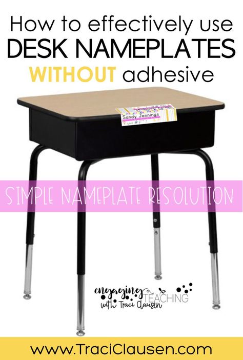 Auto-fill, simple to use, AMAZING NO ADHESIVE solution to the desk nameplate issues! LOVE THIS! #backtoschool #studentdesks Names On Desks Classroom, Desk Name Tag Ideas, Desk Name Tags Classroom, Teacher Diy, Desk Tags, Desk Name Tags, Desk Plates, Classroom Desk, Classroom Hacks