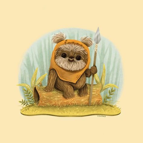 Amanda Conrad on Instagram: "Just a little friendly Ewok 🧡🤎 Had a lot of fun coloring this guy!" Star Wars Ewok Art, Ewok Drawing, Ewok Tattoo, Baby Ewok, Baby Star Wars Characters, Ewoks Star Wars, Cute Star Wars, Star Wars Classroom, Mike Mitchell